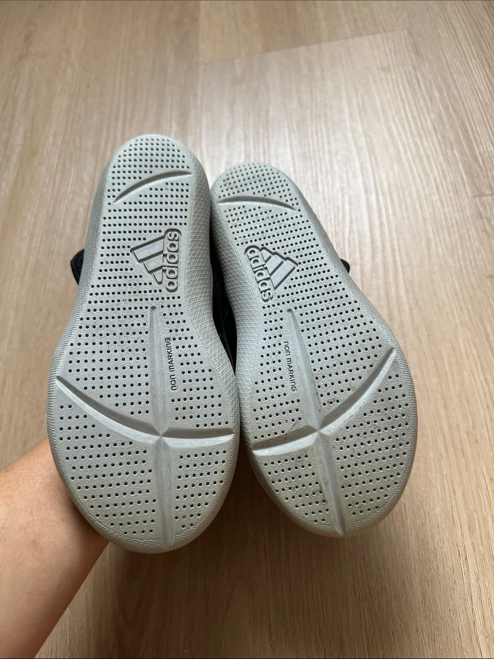 adidas Kids Black Slip-On Water Shoes with Light Gray Toe Caps